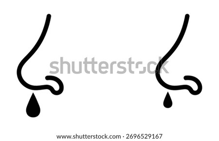 Two nose illustrations showing runny noses with dripping mucus drops