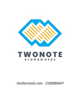 Two note document logo design template vector