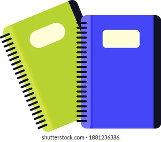 Dos cuadernos, ilustración, vector sobre fondo blanco.