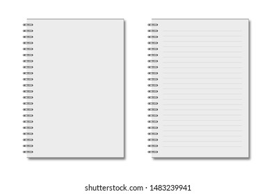 Two notebooks lined with metalic rings in them isolated on white