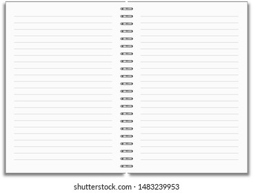 Two notebooks lined with metalic rings in them isolated on white