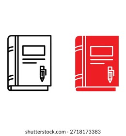 Dos cuadernos con bolígrafos uno negro y uno rojo