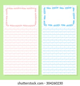 two notepad templates with doodle frames. hand-drawn vector design