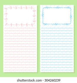 two notepad templates with doodle frames. hand-drawn vector design