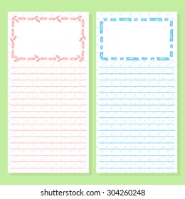 two notepad templates with doodle frames. hand-drawn vector design