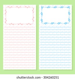 two notepad templates with doodle frames. hand-drawn vector design