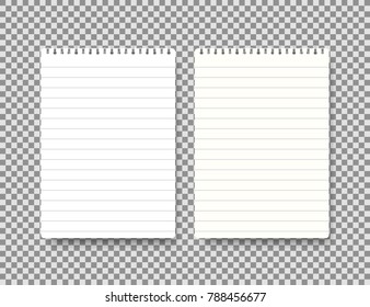 Two Notepad vector template isolated on a transparent background. Office Equipment, school paper Notebook blank, eps10