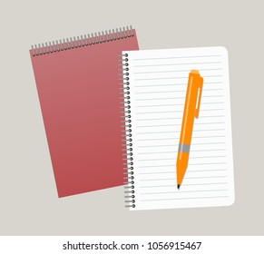 Two notepads and a pen. Vector illustration