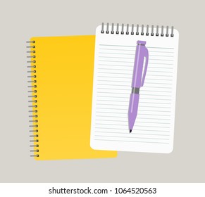 Two notepads and a pen. Vector illustration