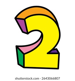 two or number 2 vector logo colorful playful design illustration