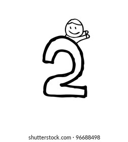 two number cartoon - vector illustration