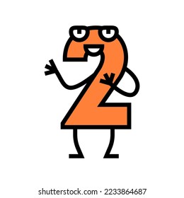 two number character color icon vector. two number character sign. isolated symbol illustration