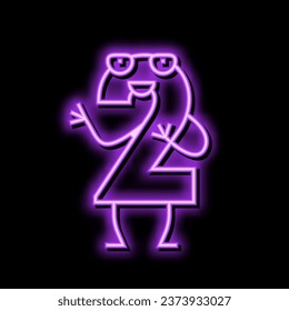 two number character neon light sign vector. two number character sign. isolated symbol illustration