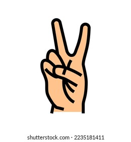 two number hand gesture color icon vector. two number hand gesture sign. isolated symbol illustration