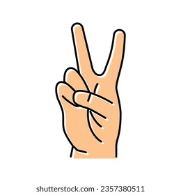 two number hand gesture color icon vector. two number hand gesture sign. isolated symbol illustration
