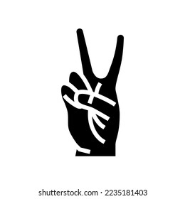 two number hand gesture glyph icon vector. two number hand gesture sign. isolated symbol illustration