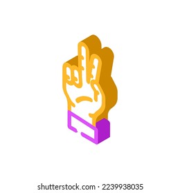 two number hand gesture isometric icon vector. two number hand gesture sign. isolated symbol illustration