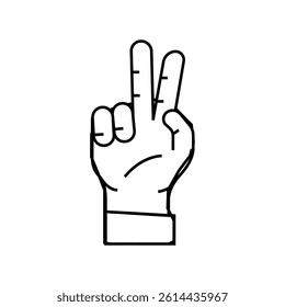 two number hand gesture line icon vector. two number hand gesture sign. isolated contour symbol black illustration