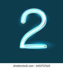 two number ,neon vector illustration, frame ,luminous effect, on dark blue background
