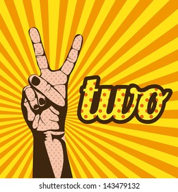 two number over grunge background vector illustration