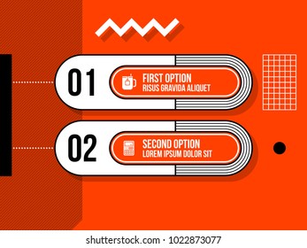 Two numbered banners/options in fancy geometric style on bright orange background