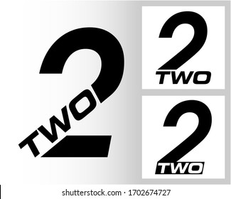 Two; numeral and word logo for number. Two letter with two figure logo design. Number and name typography.  Text logo studies for all numbers.