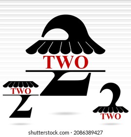 Two; numeral and word logo for number. Two letter with two figure logo design. UX and UI. Pixel perfect marketplace icon. For web design, apps, software, printing usage.