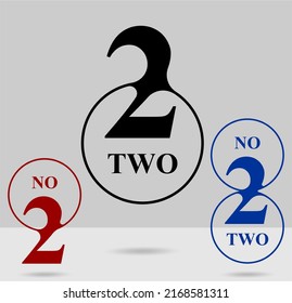 Two; numeral and word logo for number. Two letter with two figure logo design. Number names typography design. Serif font design with fused into a round frame. Text logo studies for all numbers.