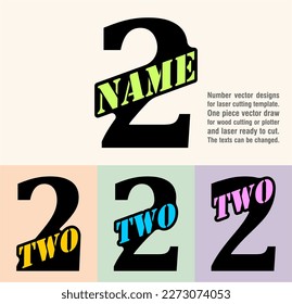 Two; numeral and word logo for number. Special welded text area and stencil name on the number. Number designs for laser cutting template. Serif font logo and numeral logo studies for all numbers.