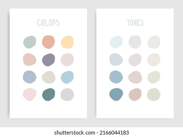 Two nursery wall posters with pastel colors and gradient tones in circles for printing or using as cute color paletes