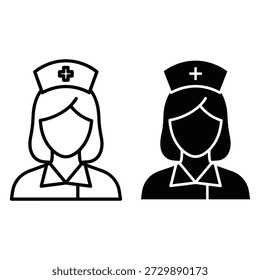 Dos enfermeras vistiendo gorras con cruces y uniformes en blanco y negro de la atención médica