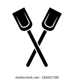 two oars icon over white background, silhouette style, vector illustration
