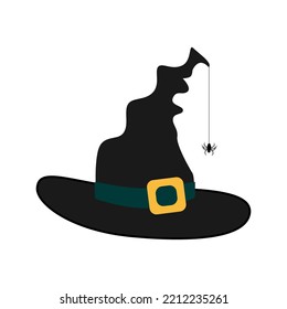Two object, symbol Halloween witch's hat with a spider, for screen or print designe