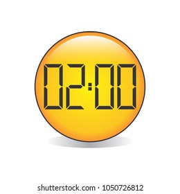 Two o'Clock, Digital Clock Emoji Vector
