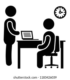 Two office allies talking to each other formally regarding business 