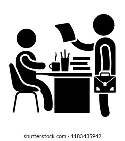 Two office allies talking to each other formally regarding business 