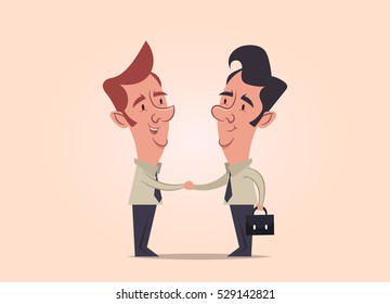 Two Office Workers Greeting Each Other. Vector Illustration
