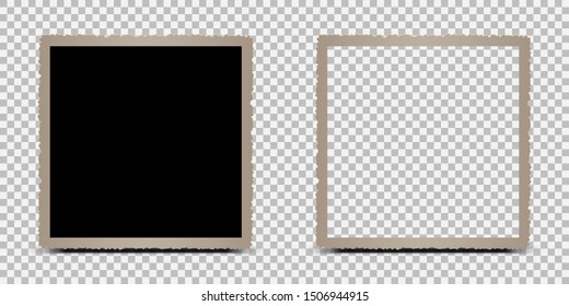 Two old empty photo frame with shadows - stock vector