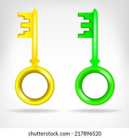 two old keys object 3D design isolated on white vector illustration