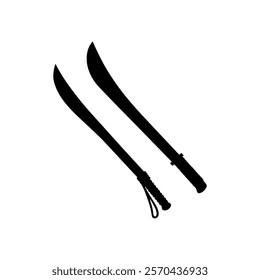 Two old machete knife silhouette vector illustration design on white background.