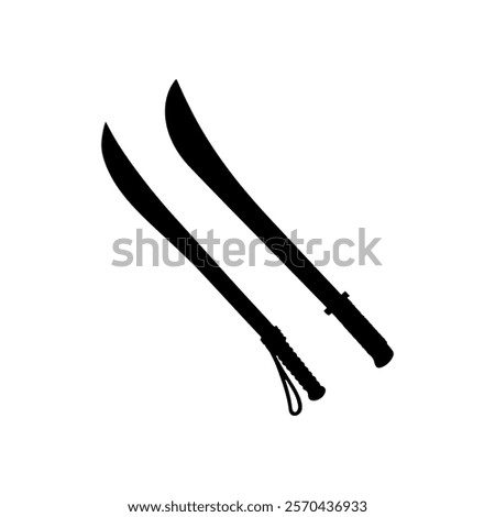 Two old machete knife silhouette vector illustration design on white background.