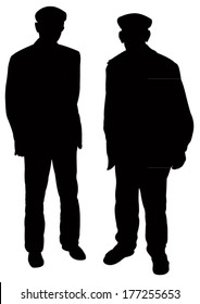 two old poor men silhouette vector 