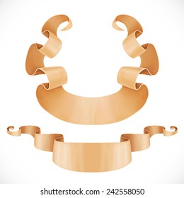 Two old ribbons-banners scroll of parchment for your design isolated on a white background