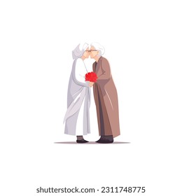 Two old women kissing vector isolated on white