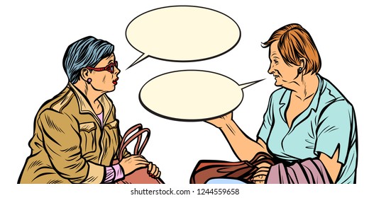 two older ladies talking. Pop art retro vector illustration vintage kitsch