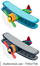 Dos aviones anticuados sobre ilustración de fondo blanco