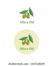 Two olives on branch. Olive oil logo, olive icon
