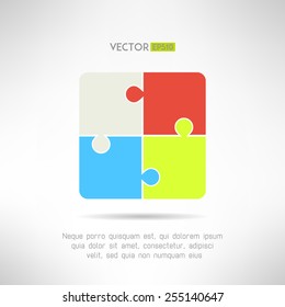 Two on two puzzle icon. Riddle concept. Vector illustration
