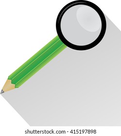 two in one magnifying glass and pencil vector illustration