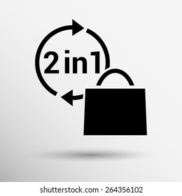 two in one product package bag Vector illustration icon. 
